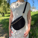 Bauchtasche Damen Wildleder - Schwarz - GOLD