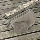 2.Wahl SET Wildleder Dunkeltaupe 1x Tasche, 2x Gurt, 1x Geldbörse