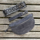 Bauchtasche Wildleder Damen SET - Dunkelgrau