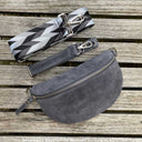 Bauchtasche Wildleder Damen SET - Dunkelgrau