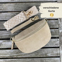 Bauchtasche Wildleder Damen SET - Taupe - GOLD