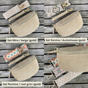 Bauchtasche Wildleder Damen SET - Taupe - GOLD