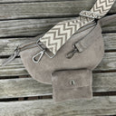 2.Wahl SET Wildleder Dunkeltaupe 1x Tasche, 2x Gurt, 1x Geldbörse