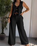 Traje informal de chaqueta sin mangas para mujer
