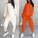 💕Conjunto de sudadera de manga larga con bajo irregular y pantalones para mujer