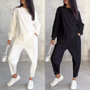 💕Conjunto de sudadera de manga larga con bajo irregular y pantalones para mujer