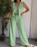 Traje informal de chaqueta sin mangas para mujer