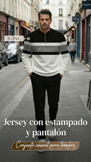 ⌛ ¡Solo quedan 3 días: 50% de descuento en todo! Conjunto moderno para hombre: suéter con estampado gráfico y pantalón a juego