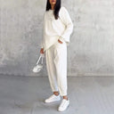💕Conjunto de sudadera de manga larga con bajo irregular y pantalones para mujer